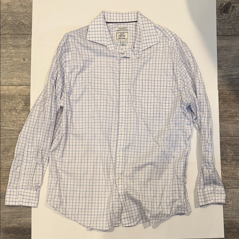 Jos. A. Bank Men's Lavender and White Plaid Shirt